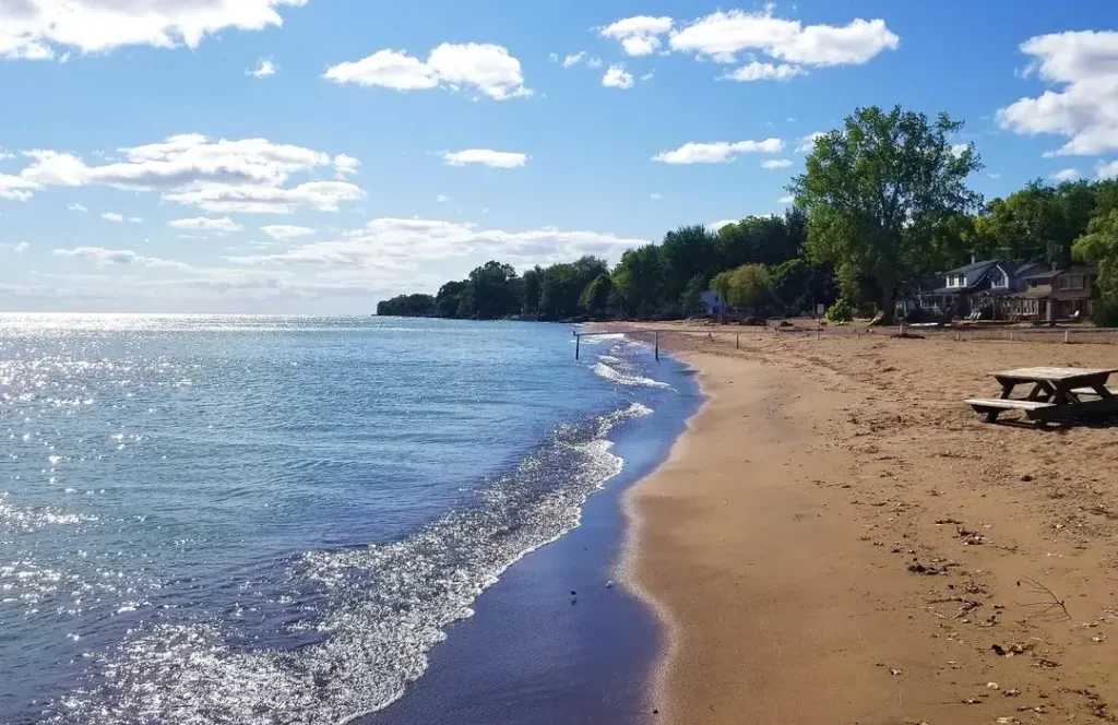 Beach in Kingsville, Ontario - Cedar Beach - water and sand