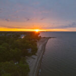 Sunrise over Lake Erie from Cedar Beach and Ironwood Cottages Kingsville.
